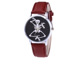Reloj De Pulsera De Cuero Pu Casual Estudiantil Con Esqueleto Moderno Zhoulianfa Café