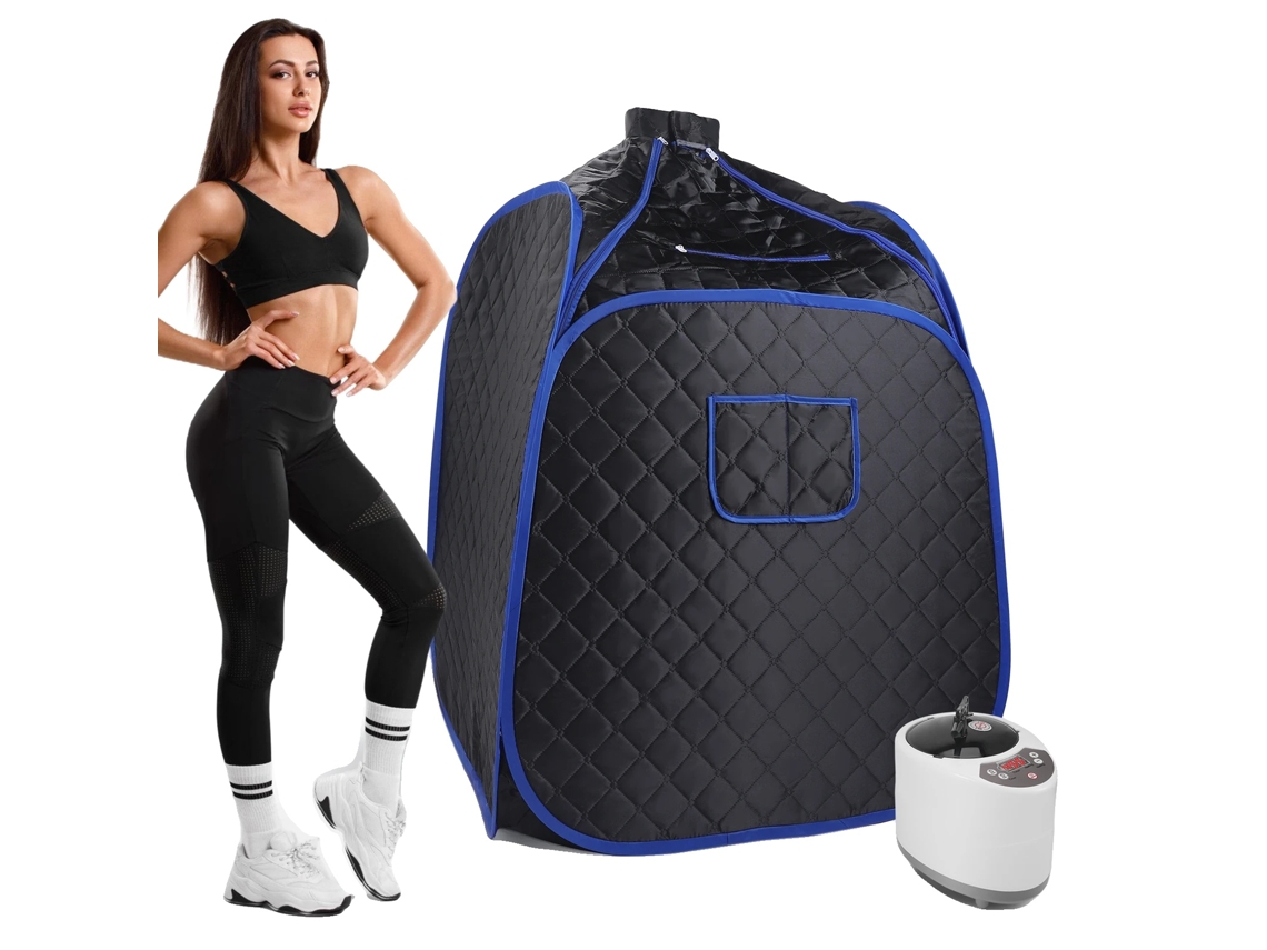 Sauna de vapor portátil, capacidad de 2,6 L, 9 ajustes de temperatura, dimensiones 32,28'' x 32,28'' x 42,51'', revestimiento impermeable, temporizador OEM.
