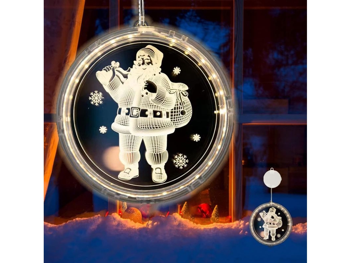 Luz Decorativa Navideña Para Ventana Con Ventosa, Luces Navideñas Colgantes, Decoración 3d En Blanco Cálido.