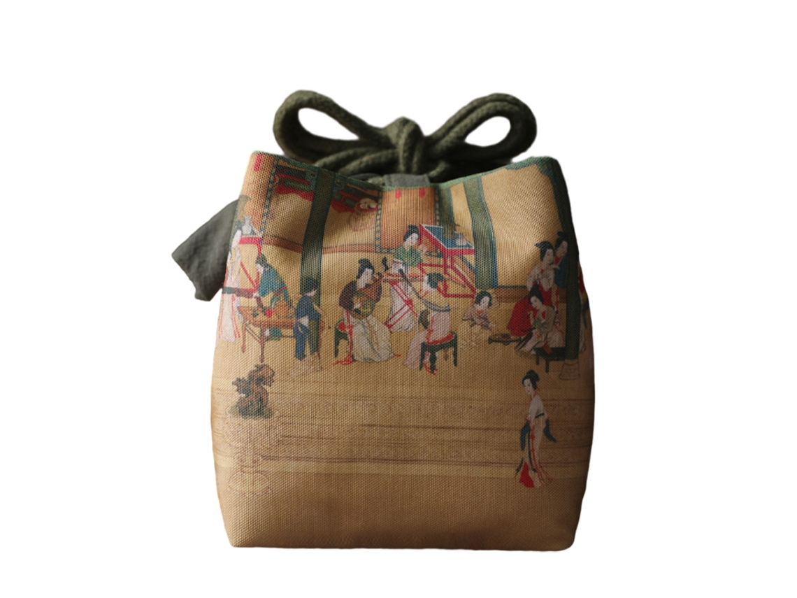 Bolsa de almacenamiento para juego de té de viaje, bolsa de tela con estampado antiguo TRUYUETY