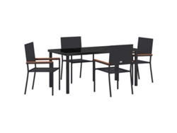 Maison Exclusive - Conjunto De Comedor De Jardín 5 Pcs Negro Ratán Sintético