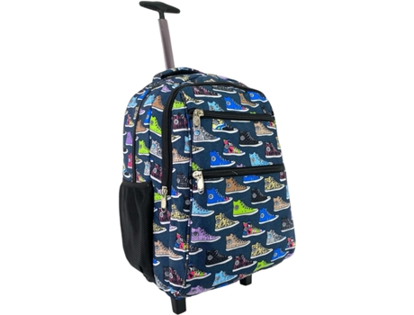 Mochila con Ruedas Escolar Carro para el Colegio, Grande, Bolsas Escolares Trolley Bag Infantil Azul Estampado de Zapatos COSHANO