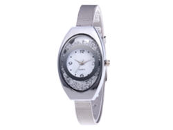 Reloj De Pulsera Zhoulianfa Para Mujer Con Esfera Ovalada Y Correa De Malla Metálica Plateada.