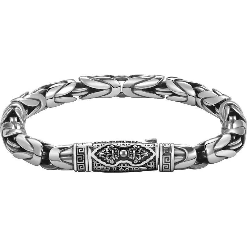 (20 Cm) Pulsera Vintage Para Hombre, Trenzada, Chapada En Plata, Con Cadena Creativa Para Nudillos Vajra.
