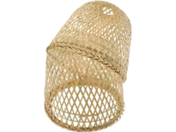Lámpara rústica de dos piezas de bambú tejido con cubierta de mimbre para decoración.