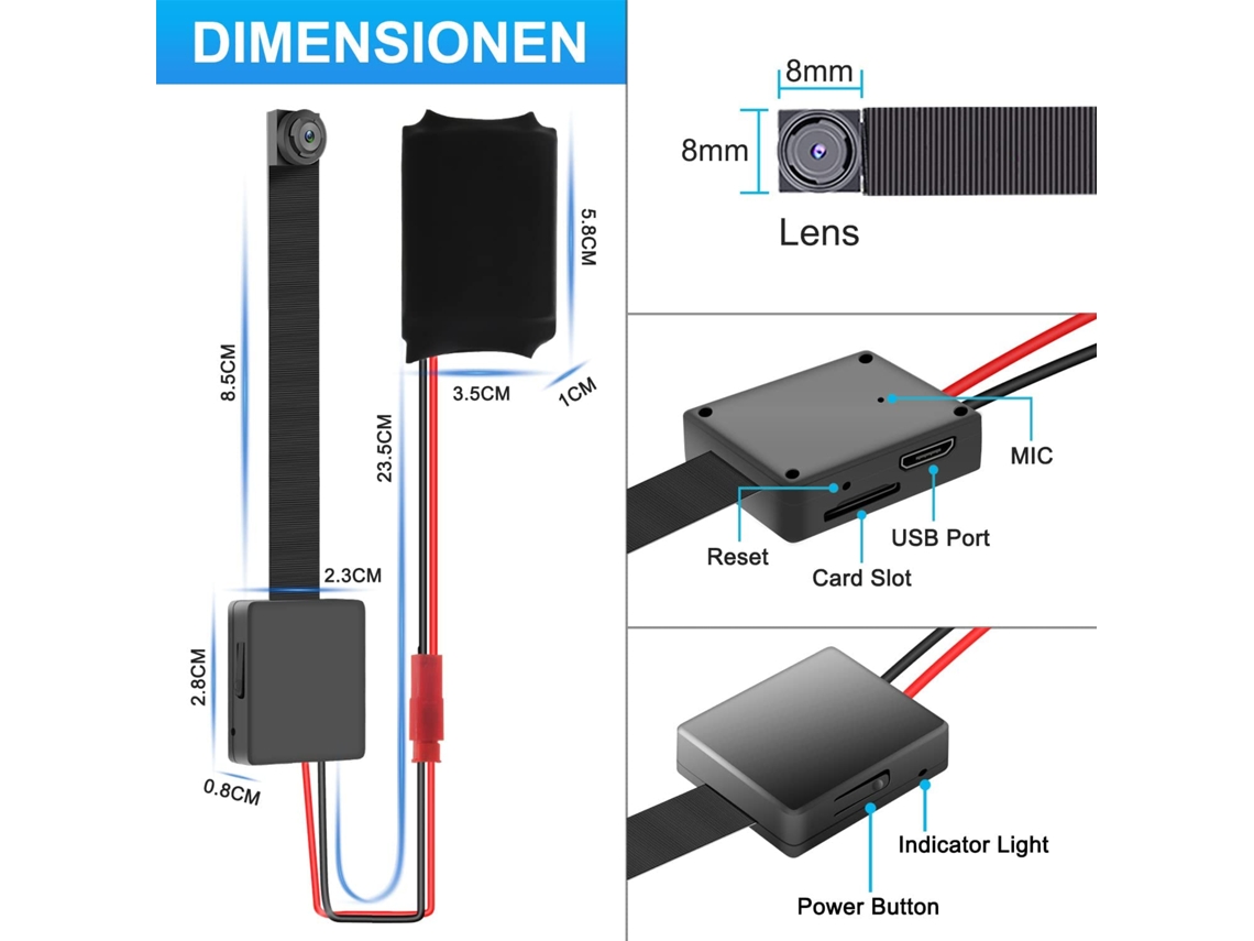 Mini Cámara De Batería Discreta 1080P Detección De Movimiento Micro P2P