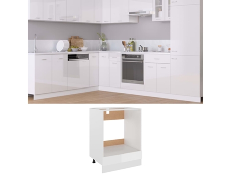 MAISON EXCLUSIVE - Armario de horno de contrachapada blanco brillo 60x46x81,5 cm
