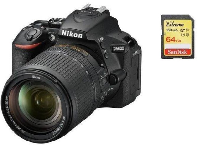 Kit Cámara Réflex NIKON D5600 AF-S 18-140mm F3.5-5.6G ED VR DX + SD 64GB