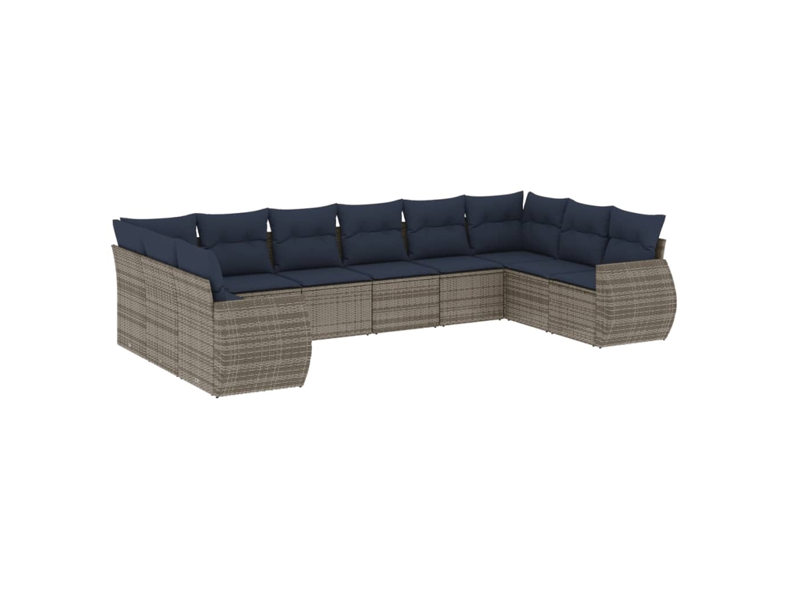 Maison Exclusive - Conjunto De Sofá De Jardín De 10 Piezas Con Cojines, Poliratán Gris
