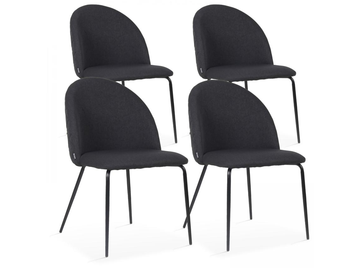 Juego de 4 sillas en tela FSC® y madera