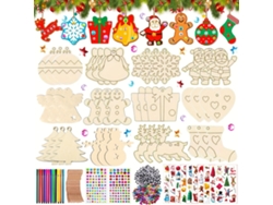 Set de decoración navideña de madera, manualidad navideña DIY, ideal para que los niños cuelguen adornos navideños 03 Siurn