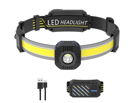 BISBISOUS Tg-Td148 Linterna Frontal Led Portátil Recargable Impermeable Rojo Cob Negro VIGA EUROPE