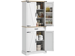 Mueble De Cocina/aparador, 4 Puertas, 6 Estantes, 1 Cajón Y Estantes Ajustables, 76,5 X 40 X 181 Cm, Blanco
