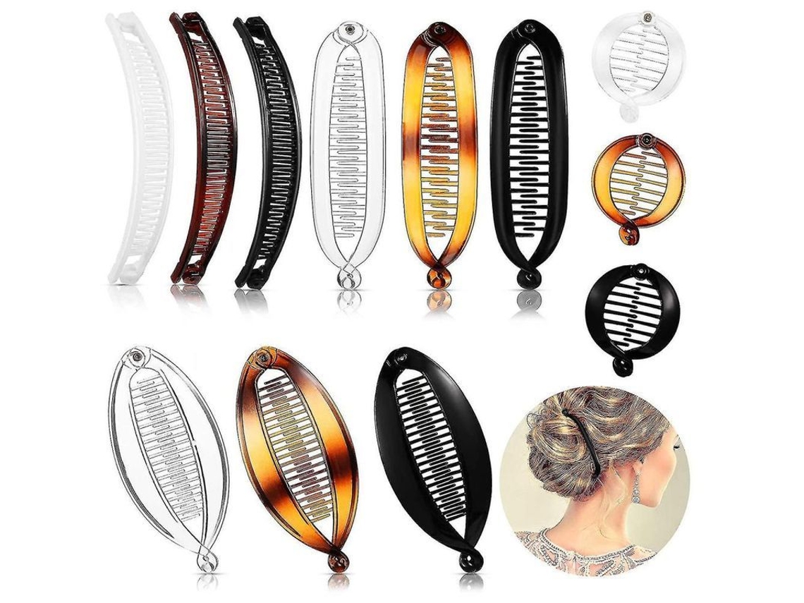 12 Pinzas Para El Cabello Con Forma De Plátano, 4 Estilos Clásicos Para Mujer Qdr
