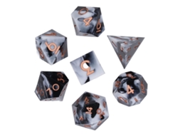 Ats-set De 7 Dados Poliédricos De Resina Para Juegos De Mesa Y Rpg, Exquisitos Accesorios Para Fiesta, Color Negro