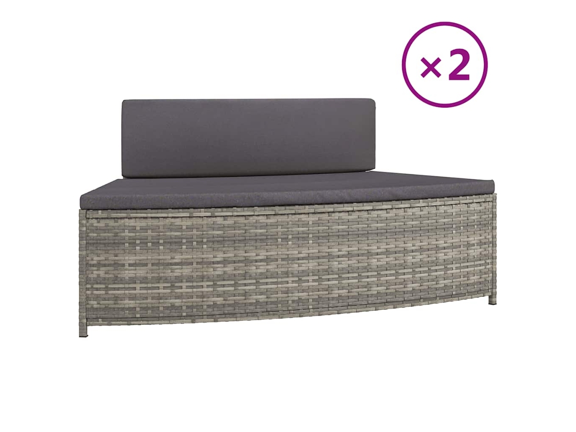 Bancos de spa con cojines 2 piezas Pata de mimbre Gris EXCLUSIVO MAISON