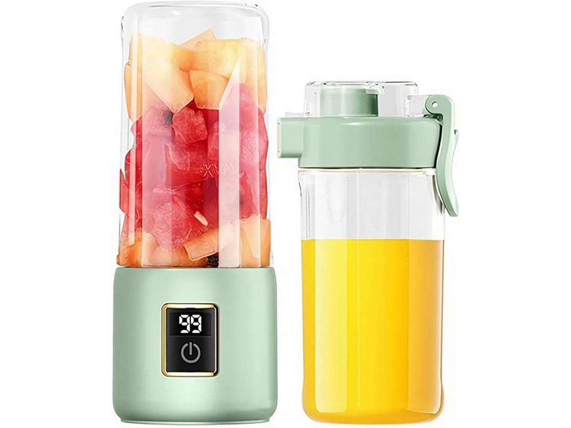 Licuadora portátil recargable por USB Digitallab de 500 ml con 12 cuchillas y vaso doble (verde)