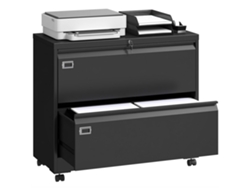 Archivador móvil con 2 cajones, cerradura, para carpetas y archivadores colgantes, 90x40x77,4 cm, negro.