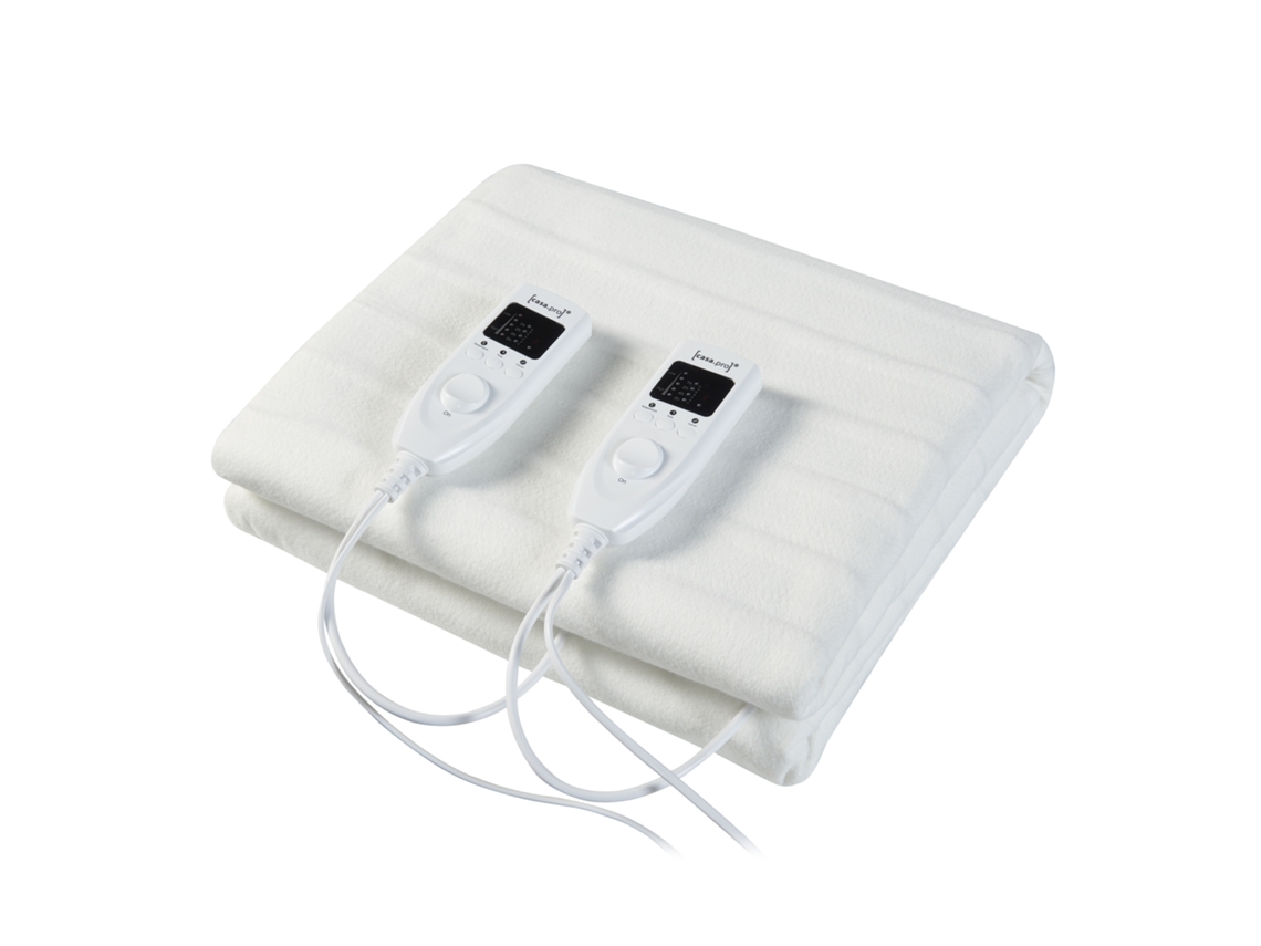 Manta eléctrica Doble Interruptor con 3 posiciones 60W poliéster 160x140 cm Blanco [casa.pro] [CASA.PRO]