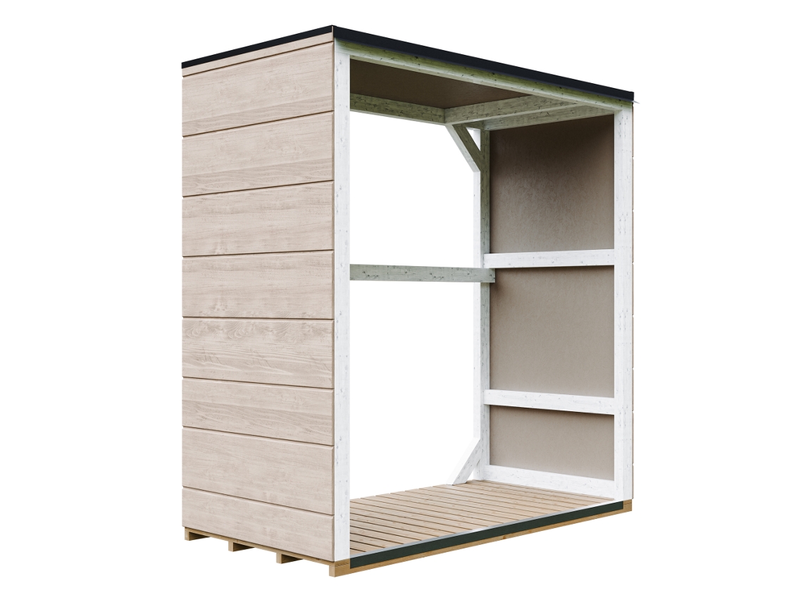 Refugio para leña exterior 1,14 m² 75 x 153 x H159 cm Timbela M980 1 Marrón Tierra