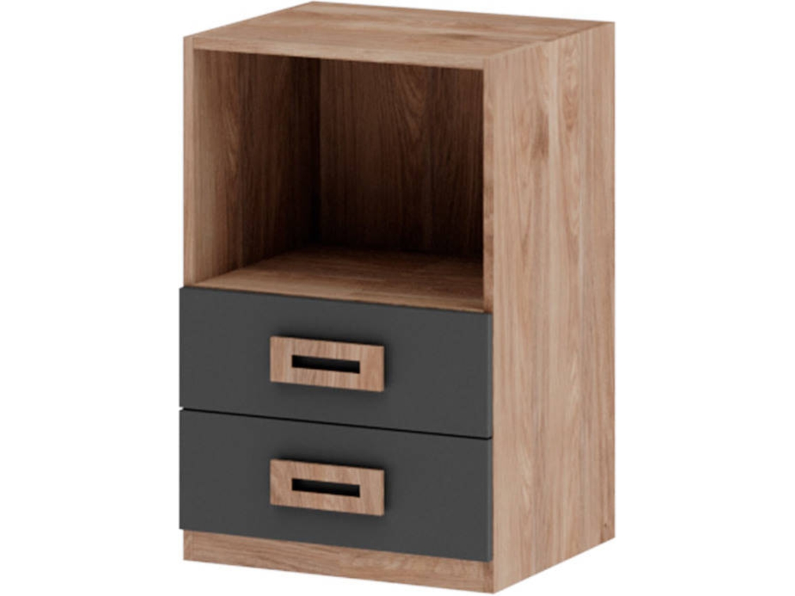 Mesita de Noche MUEBLAM Roble Grafito Melamina (48x73x42 cm)