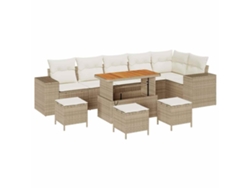 Maison Exclusive - Juego de sofás de jardín de mimbre beige y crema de 10 piezas