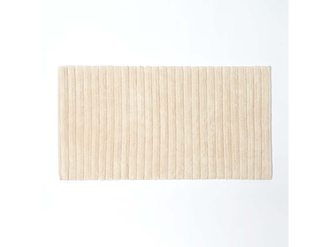 Homescapes Ribbed Cotton Spa Style Cream Bath Mat