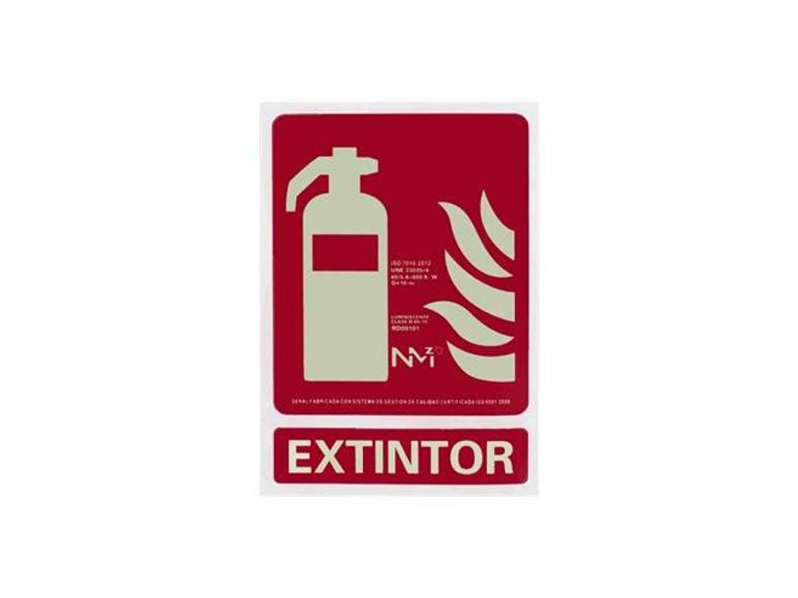 Extintor de incendios con placa fluorescente de PVC de 21 x 29 pulgadas, Logui
