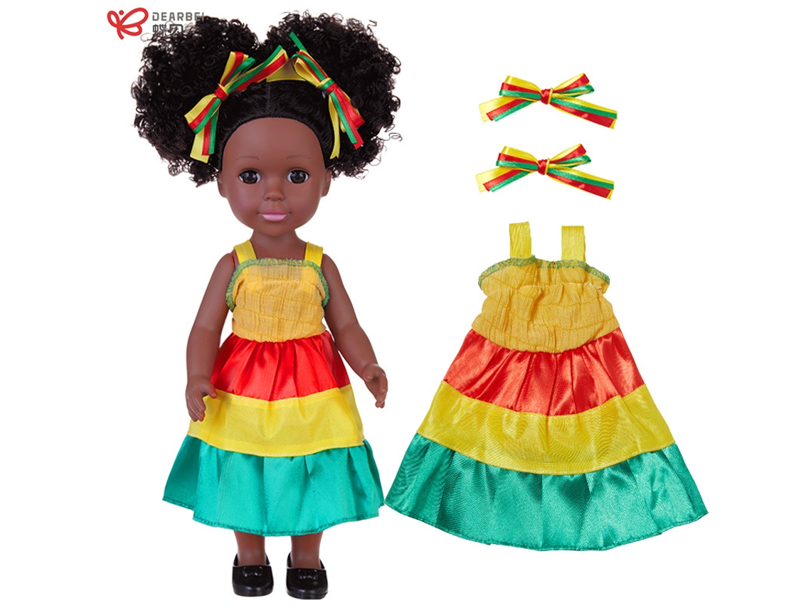 Boneca Negra De 35 Cm, Com Penteado Afro, Figura De Vinil, Brinquedo De Conforto