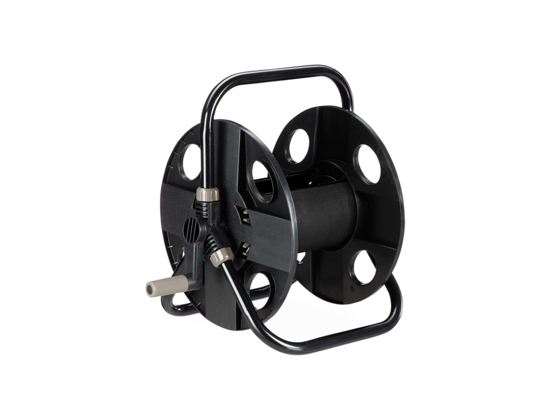 Enrolador De Mangueira Relaxdays, Para 30 M 1/2'', Aço, Plástico, Suporte, Hbt: 38 X 42 X 31 Cm, Preto/cinza.