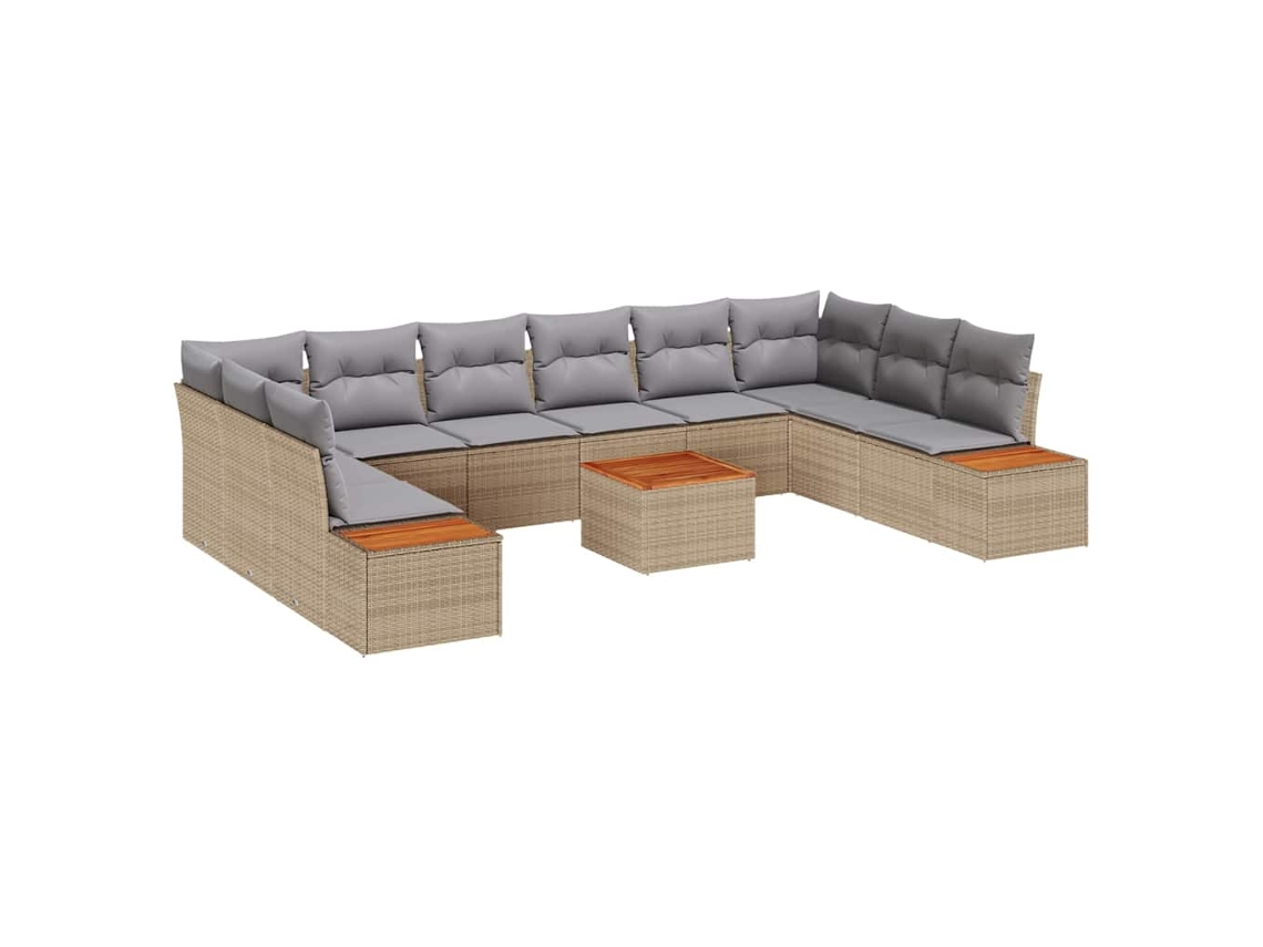 Maison Exclusive - Conjunto de sofás de jardín de poliratán de 10 piezas en color beige y gris claro.