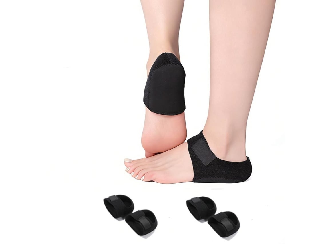 Almofadas De Silicone Absorventes De Impacto Para Calcanhar 2 Pares – Inserções De Gel Hidratantes Profundas Com Velcro Ajustável Black S