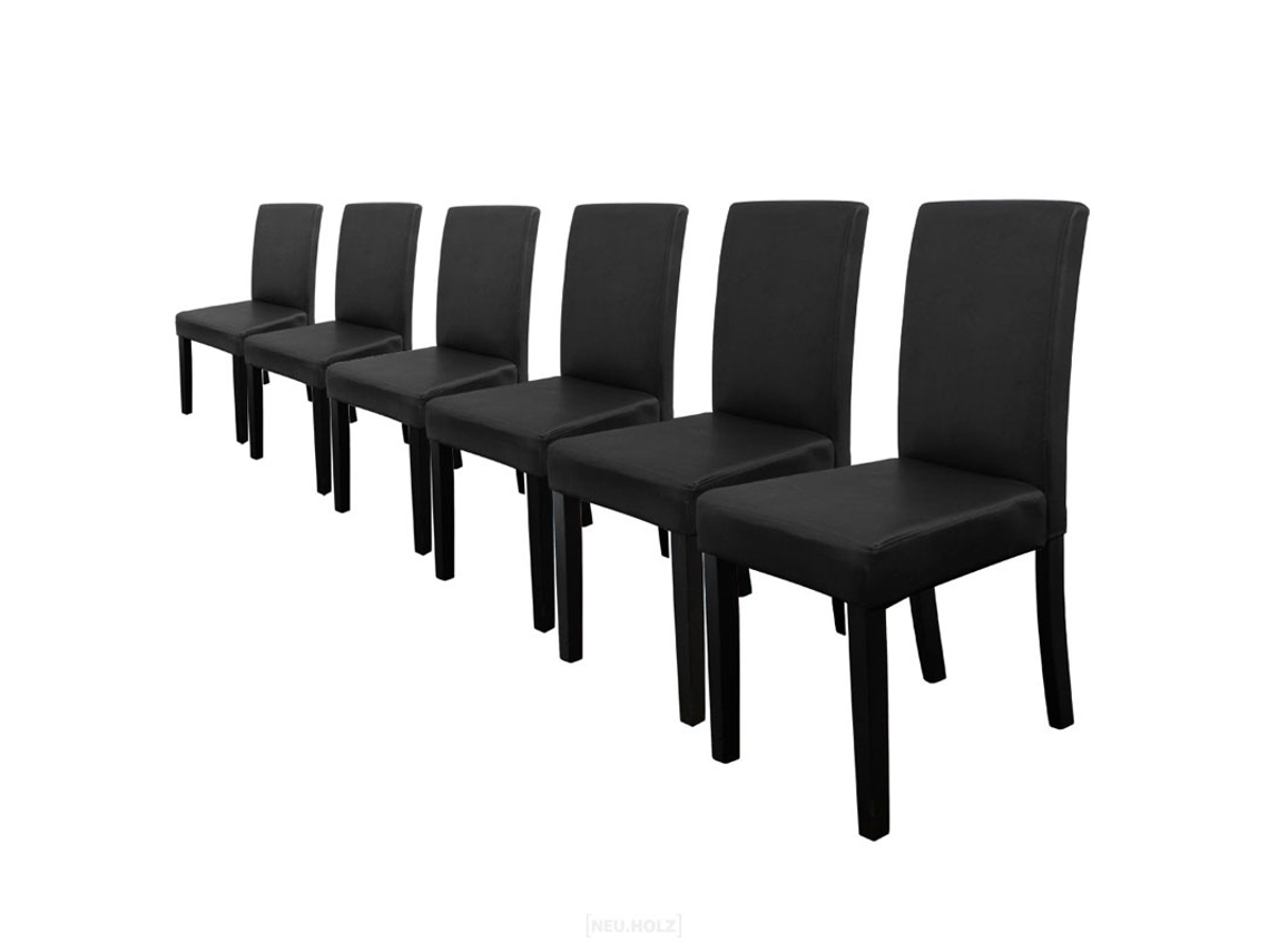 Conjunto de Cadeiras de Jantar [EN.CASA] Preto (couro sintético - 90 x 42 x 48 cm)