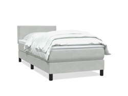 Maison Exclusive - Cama Box Spring Con Colchón Terciopelo Gris Claro 80x210 Cm