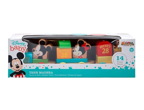 Juguete de Madera WOOMAX Tren de Mickey y Minnie (34x7,5x10 cm - 18 meses)