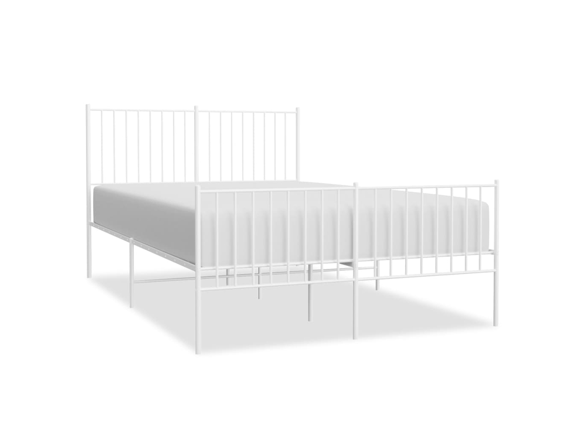 Marco de Cama con Cabecero Pés Metal Blanco (135x190cm)