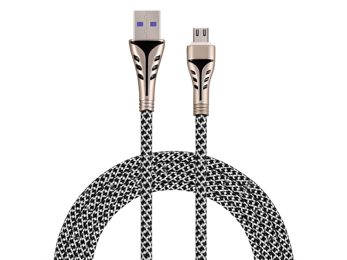 2 Piezas Cable De Carga Y Datos Micro Usb De 1m Con Alambre Trenzado De Nailon Y Aleación De Zinc Color Negro