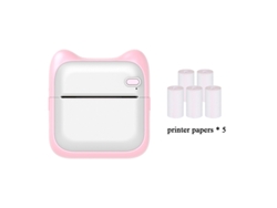 Impresora Térmica Bluetooth Rosa (5 Rollos De Papel De Impresión) SIURN