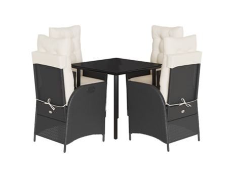Conjunto 5 de muebles jardín VIDAXL con cojines ratán sintético negro