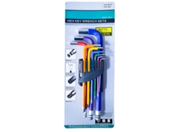 Juego De 9 Llaves Allen H1.5-h10 Antideslizantes Crv Multicolor Para Reparación Y Desmontaje.