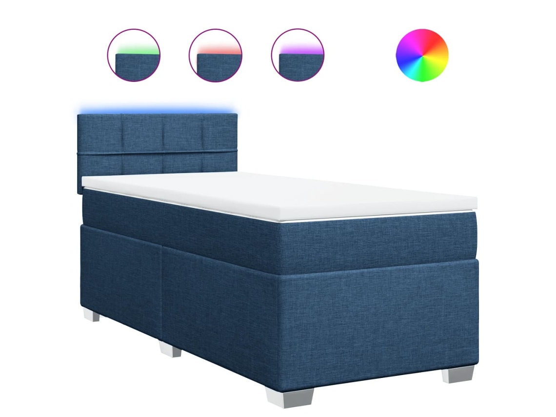 Maison Exclusive - Cama Box Spring Con Colchón Tela Azul 90x190 Cm