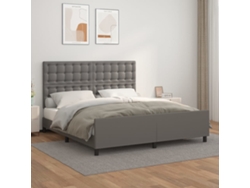 Estructura De Cama Con Cabecero Cuero Sintético Gris 180x200cm