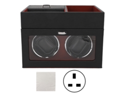 Doble caja giratoria vertical para relojes con luz ajustable, silenciosa, color rojo vino