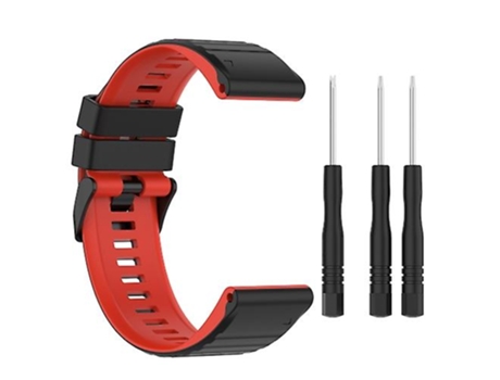 Correa De Reloj Inteligente Para Garmin Fenix 7, Correa De Reloj De Silicona Bicolor De 22Mm, Negro Y Rojo VENISYMLIS