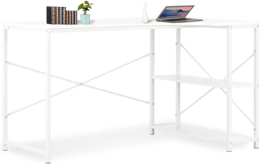 Vidaxl Mesa Escritorio ordenador estantería en l esquinera diseño moderno industrial mueble pc computadora oficina 120x72x70cm blanco para 120x72x70