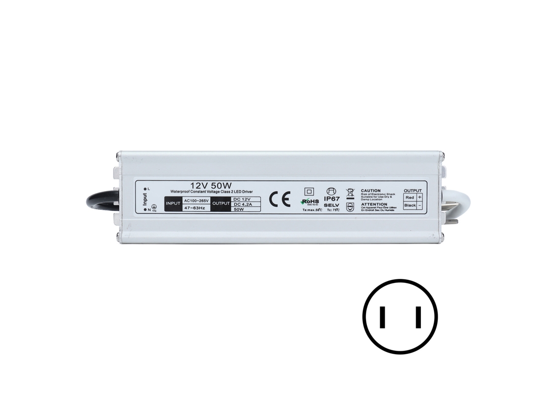 Fuente De Alimentación Led Impermeable Ip67 Transformador Para Tiras Led 50w