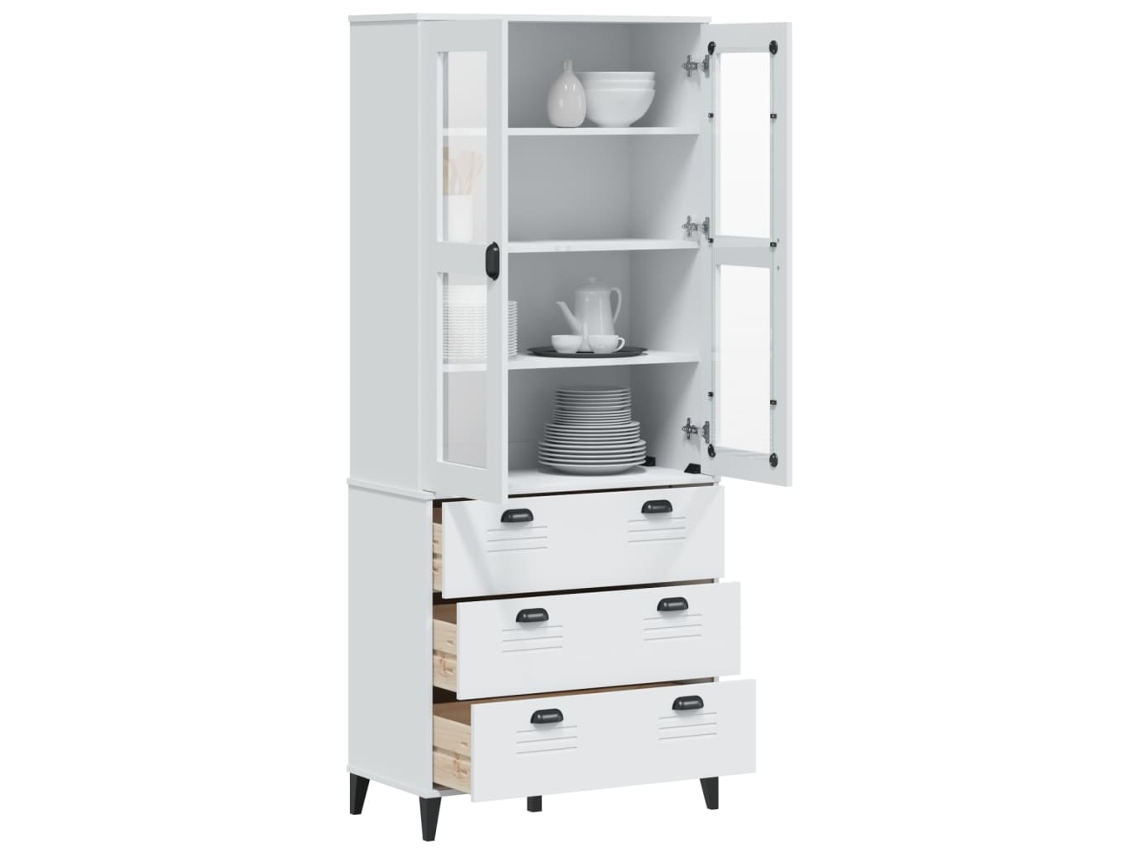 Aparador Alto Viken Madera Maciza De Pino Blanco 80x40x190 Cm