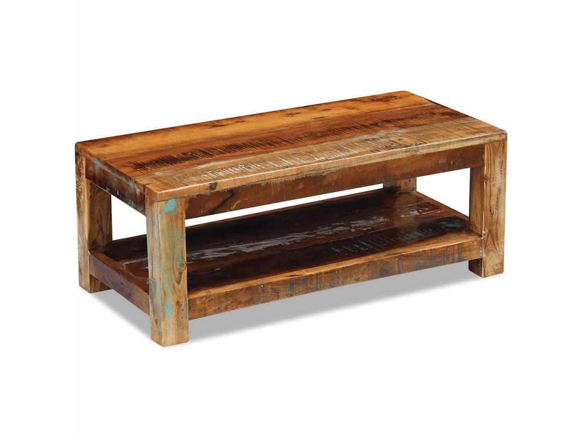 Mesa de centro HARLANV1 de madera maciza reciclada, 90x45x35 cm
