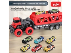 Camión de juguete grande con contenedor, plegable y transformable MDUG (rojo)