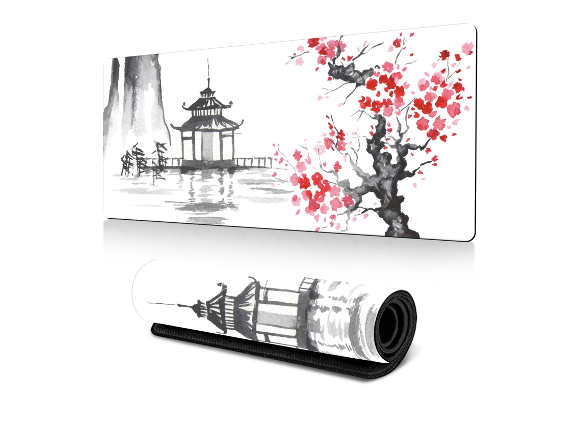 Alfombrilla De Ratón Gaming Xxl Estilo Pintura A Tinta - Mousepad De Goma Natural - 40x90cm Blanco Y Negro